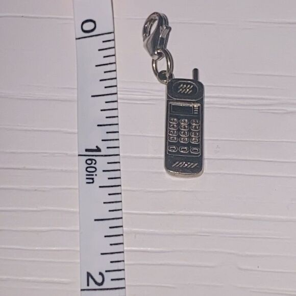 14k White Gold Cellphone Charm For Bracelet Or Necklace Lobster Clasp - Picture 2 of 7